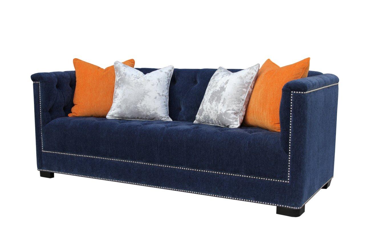 navy blue and orange pillows